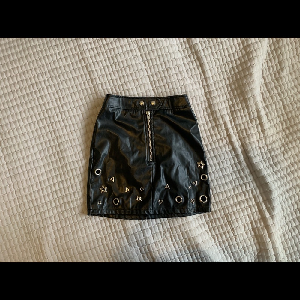 Dollskill Faux Leather Grommet Skirt